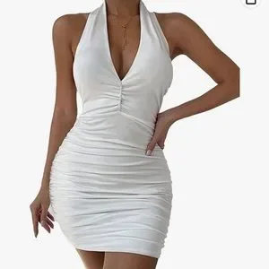 Amazon | Dresses | White Halter Short Dress | Poshmark